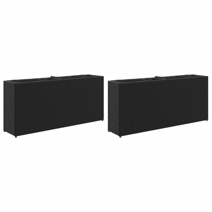 Jardiniere grădină 2 ghivece 2 buc. negru 90x20x40 cm poliratan - WALTI WALTI