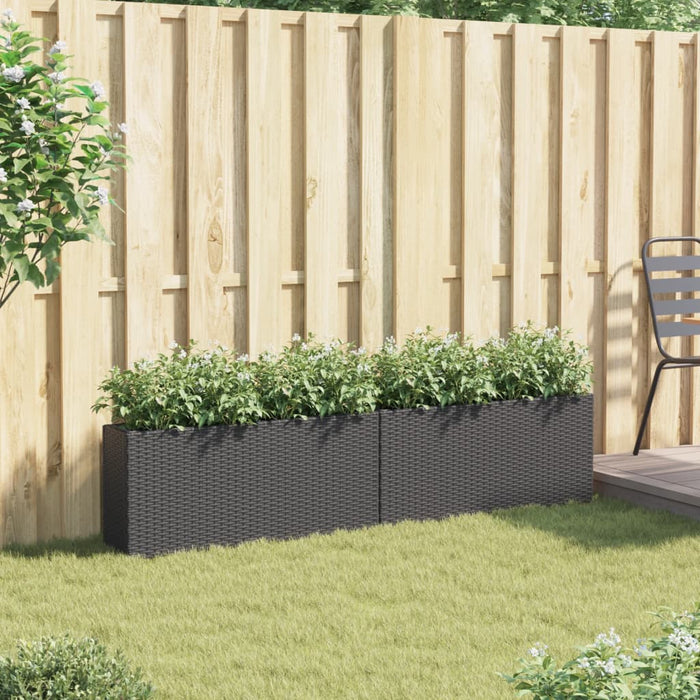 Jardiniere grădină 2 ghivece 2 buc. negru 90x20x40 cm poliratan - WALTI WALTI