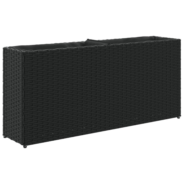 Jardiniere grădină 2 ghivece 2 buc. negru 90x20x40 cm poliratan - WALTI WALTI