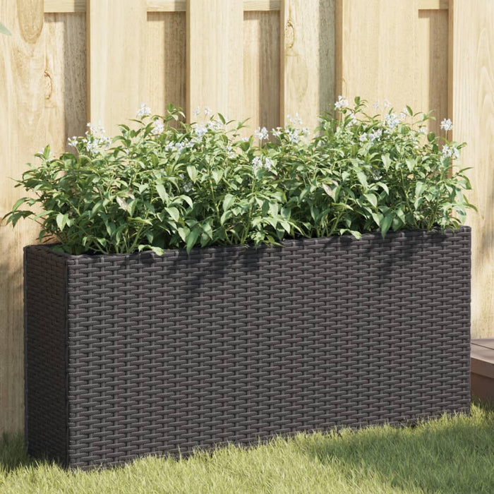 Jardiniere grădină 2 ghivece 2 buc. negru 90x20x40 cm poliratan - WALTI WALTI
