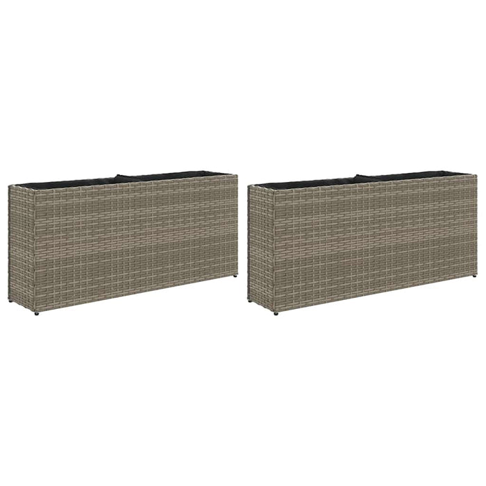 Jardiniere grădină cu 2 ghivece 2 buc. gri 90x20x40cm poliratan - WALTI WALTI