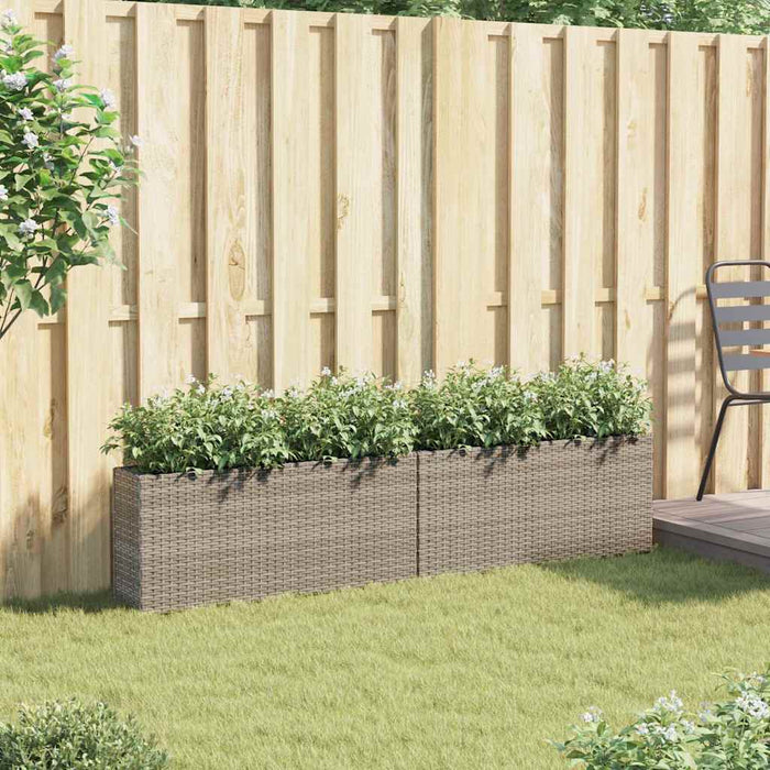 Jardiniere grădină cu 2 ghivece 2 buc. gri 90x20x40cm poliratan - WALTI WALTI