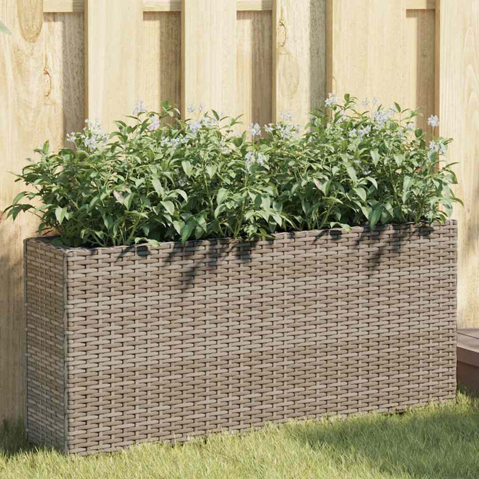 Jardiniere grădină cu 2 ghivece 2 buc. gri 90x20x40cm poliratan - WALTI WALTI