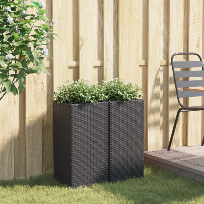Jardiniere grădină, 2 buc., negru, 30x30x60 cm, poliratan - WALTI WALTI