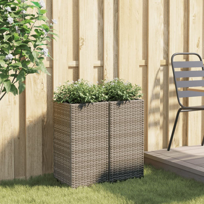 Jardiniere de grădină, 2 buc., gri, 30x30x60 cm, poliratan - WALTI WALTI
