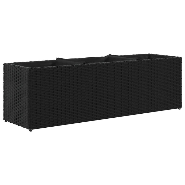 Jardiniere grădină 3 ghivece 2 buc. negru 105x30x32cm poliratan - WALTI WALTI