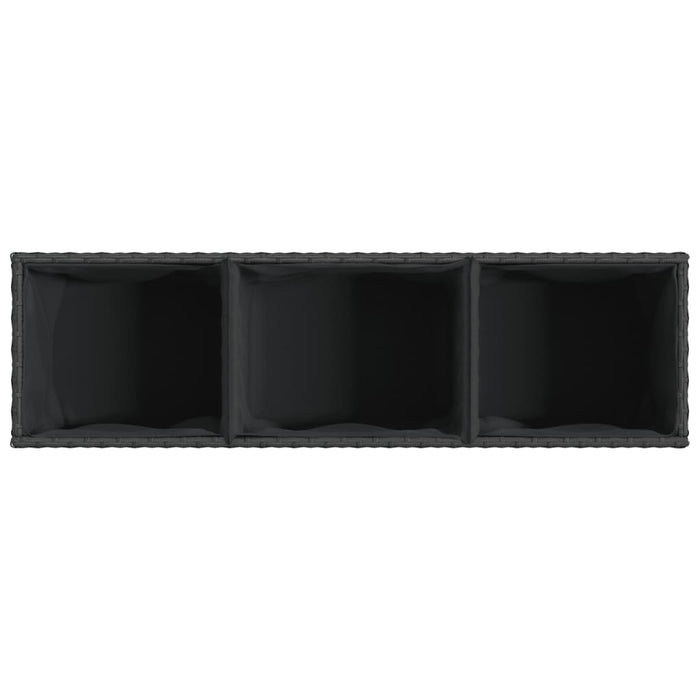 Jardiniere grădină 3 ghivece 2 buc. negru 105x30x32cm poliratan - WALTI WALTI