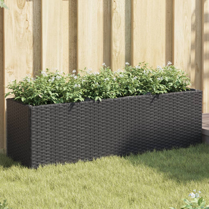 Jardiniere grădină 3 ghivece 2 buc. negru 105x30x32cm poliratan - WALTI WALTI