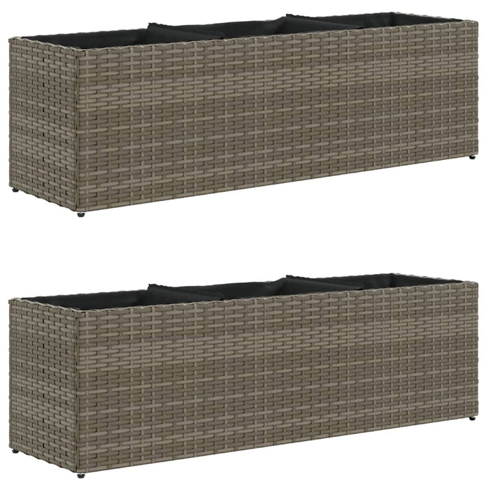 Jardiniere grădină 3 ghivece 2 buc. gri 105x30x32cm poliratan - WALTI WALTI
