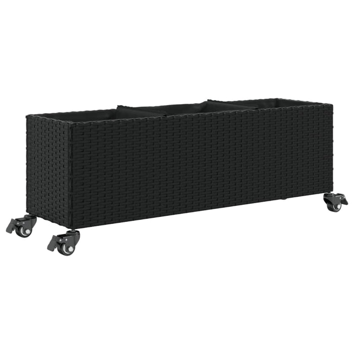 Jardiniere grădină cu roți 2 buc. negru 107x32x38 cm poliratan - WALTI WALTI