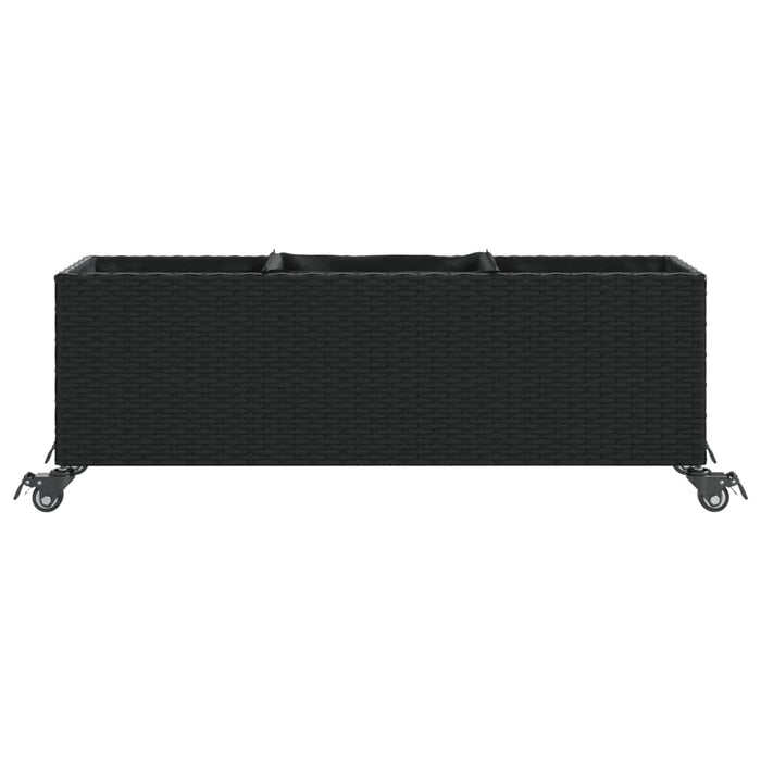 Jardiniere grădină cu roți 2 buc. negru 107x32x38 cm poliratan - WALTI WALTI