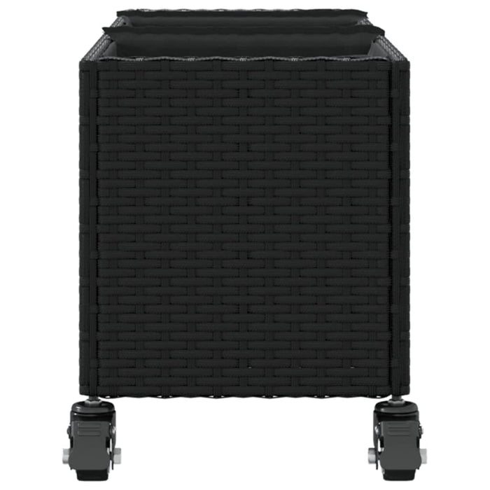 Jardiniere grădină cu roți 2 buc. negru 107x32x38 cm poliratan - WALTI WALTI