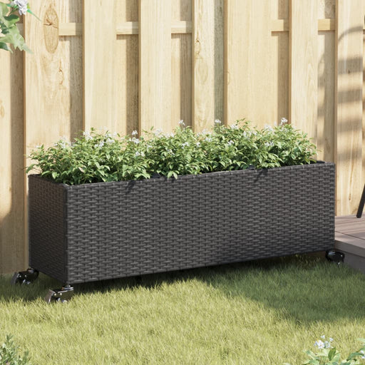 Jardiniere grădină cu roți 2 buc. negru 107x32x38 cm poliratan - WALTI WALTI