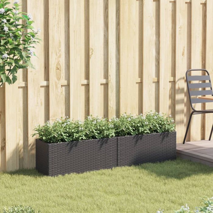 Jardiniere grădină 2 ghivece 2 buc. negru 72x30x32 cm poliratan - WALTI WALTI