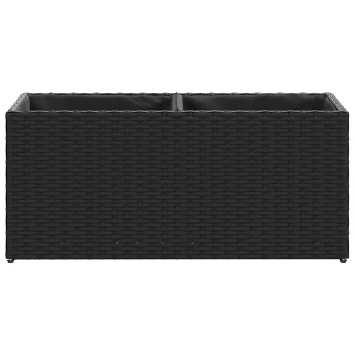 Jardiniere grădină 2 ghivece 2 buc. negru 72x30x32 cm poliratan - WALTI WALTI