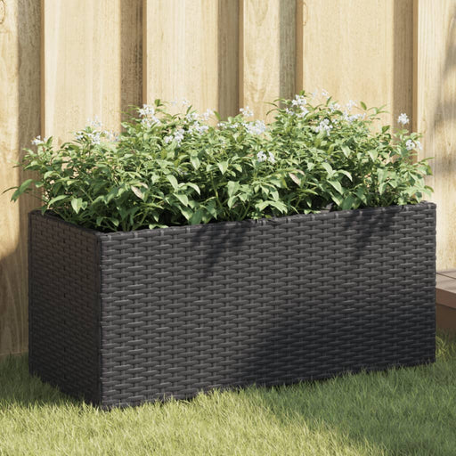 Jardiniere grădină 2 ghivece 2 buc. negru 72x30x32 cm poliratan - WALTI WALTI