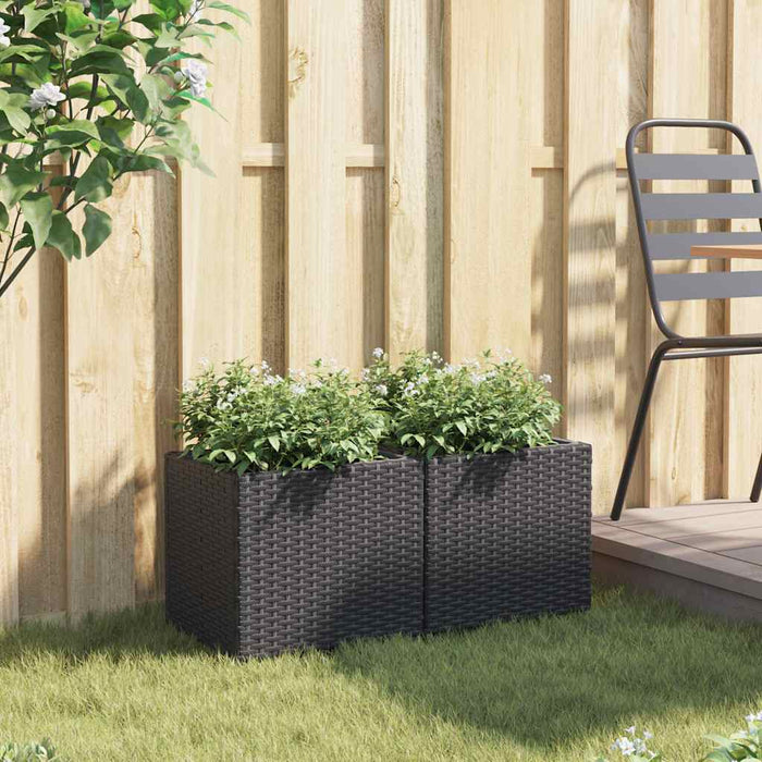 Jardiniere grădină, 2 buc., negru, 36x30x32 cm, poliratan - WALTI WALTI