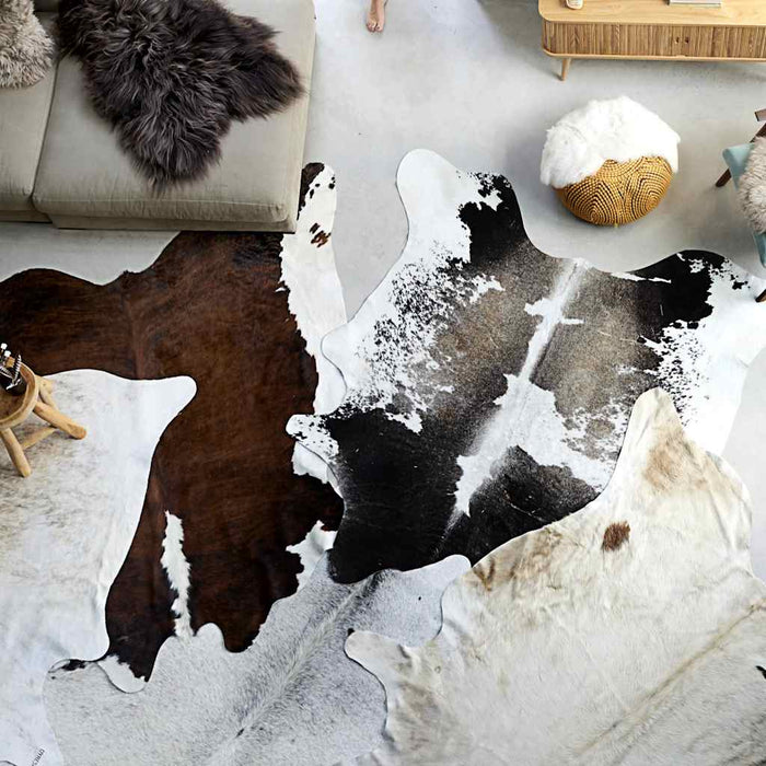 Covor, alb și negru, 180x220 cm, piele naturală de vacă - WALTI WALTI