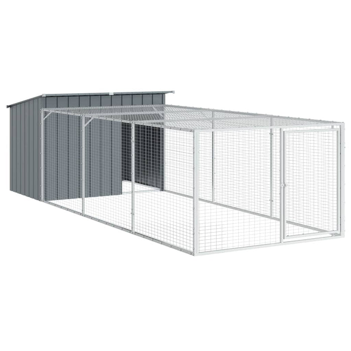 Cușcă câine cu țarc antracit 153x396x110 cm oțel galvanizat - WALTI WALTI