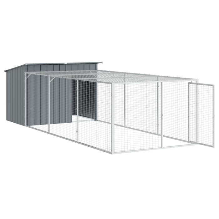 Cușcă câine cu țarc antracit 153x396x110 cm oțel galvanizat - WALTI WALTI