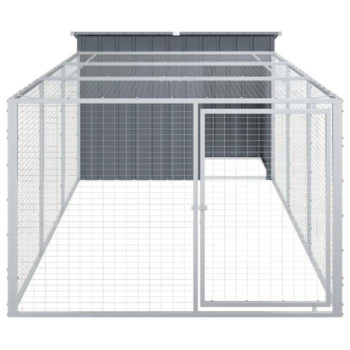 Cușcă câine cu țarc antracit 153x396x110 cm oțel galvanizat - WALTI WALTI