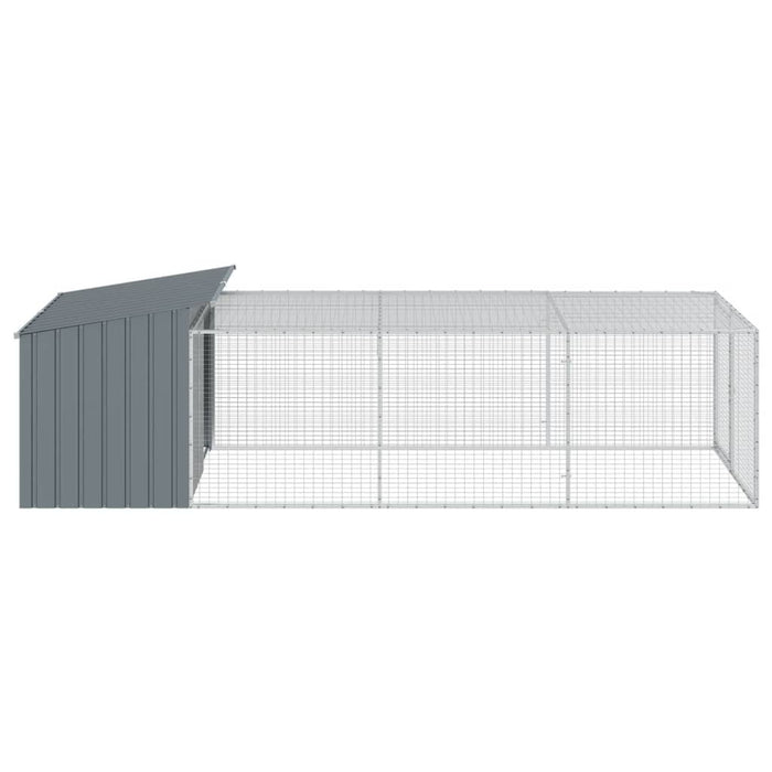 Cușcă câine cu țarc antracit 153x396x110 cm oțel galvanizat - WALTI WALTI