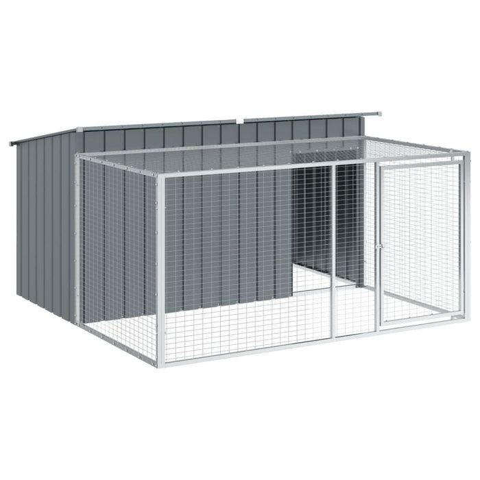 Cușcă câine cu țarc antracit 197x194x110 cm oțel galvanizat - WALTI WALTI