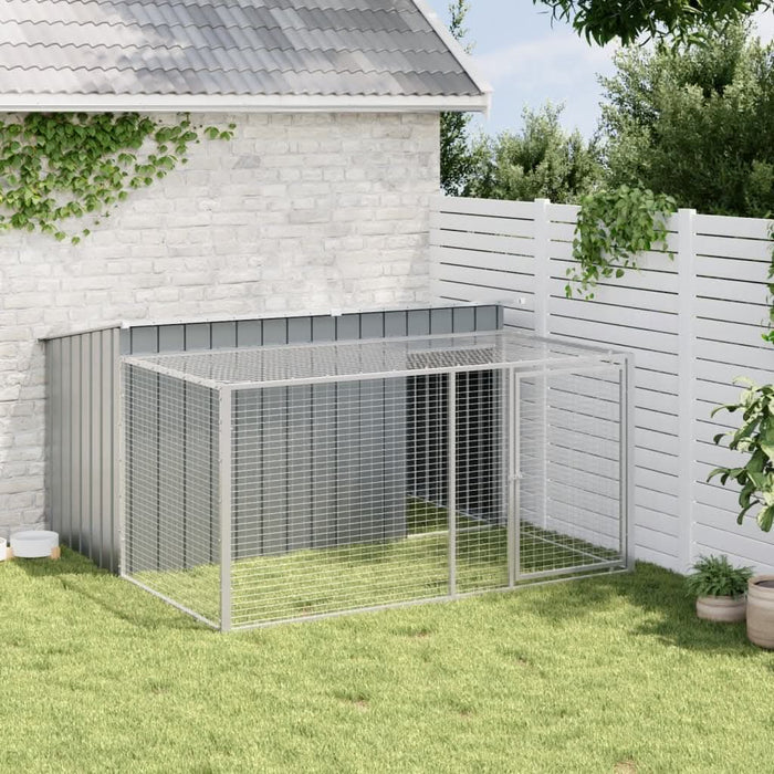 Cușcă câine cu țarc antracit 197x194x110 cm oțel galvanizat - WALTI WALTI
