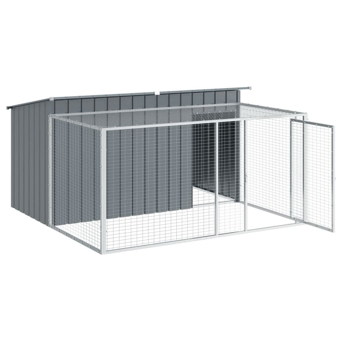 Cușcă câine cu țarc antracit 197x194x110 cm oțel galvanizat - WALTI WALTI