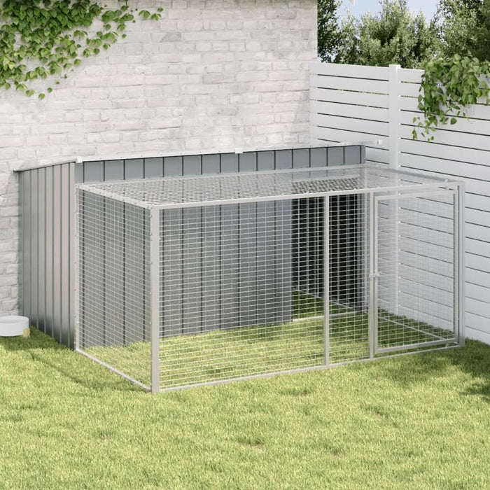 Cușcă câine cu țarc antracit 197x194x110 cm oțel galvanizat - WALTI WALTI