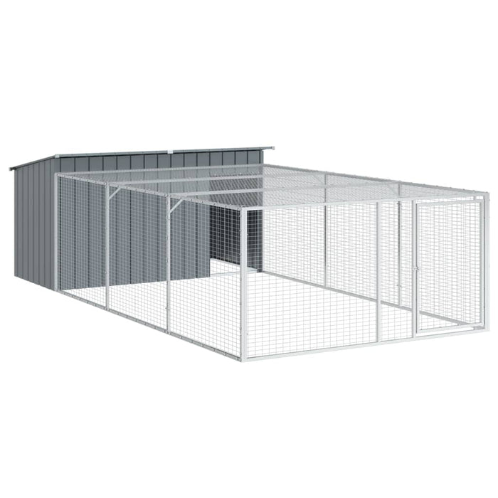 Cușcă câine cu țarc antracit 197x396x110 cm oțel galvanizat - WALTI WALTI