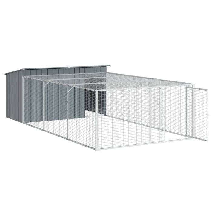 Cușcă câine cu țarc antracit 197x396x110 cm oțel galvanizat - WALTI WALTI