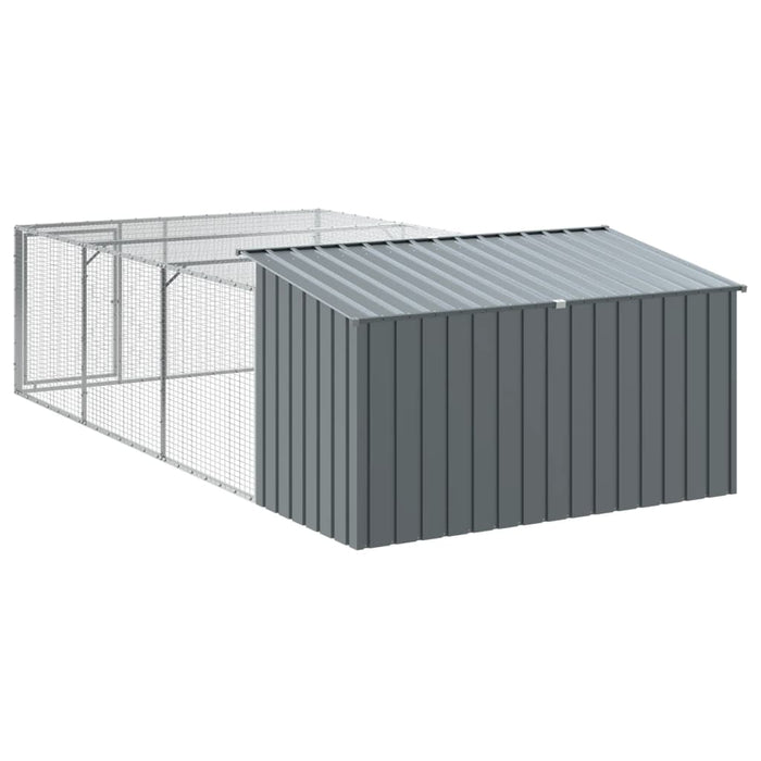 Cușcă câine cu țarc antracit 197x396x110 cm oțel galvanizat - WALTI WALTI