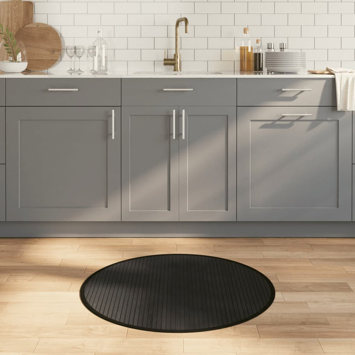 Covor rotund, negru, 80 cm, bambus WALTI