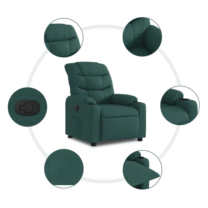 Fotoliu rabatabil, verde închis, material textil - WALTI WALTI