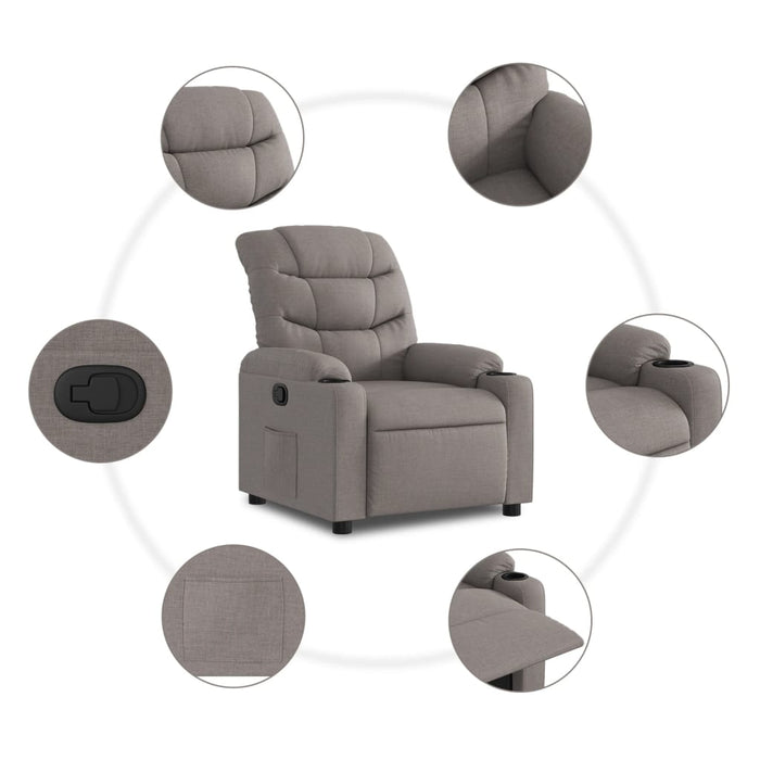 Fotoliu rabatabil, gri taupe, material textil WALTI
