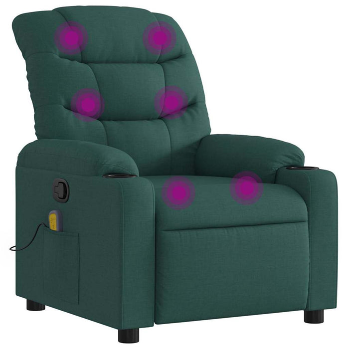 Fotoliu de masaj rabatabil, verde închis, material textil - WALTI WALTI