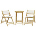 Set de bistro pliabil, 3 piese, cu perne alb crem, bambus - WALTI WALTI