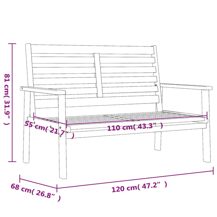 Banchetă de grădină, 120 cm, lemn masiv de acacia - WALTI WALTI