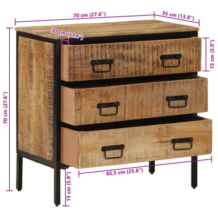 Dulap, 70x35x70 cm, lemn masiv de mango brut WALTI