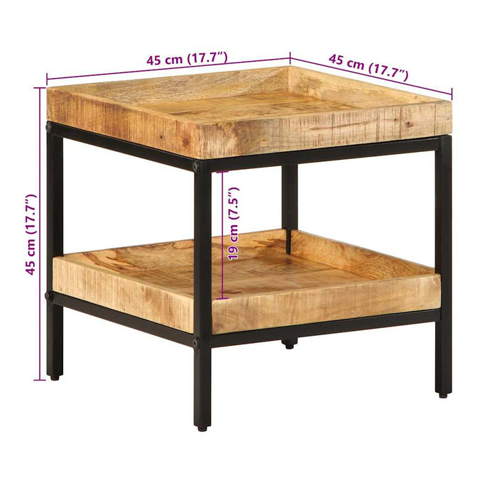 Masă laterală cu raft Maro 45 x 45 x 45 cm Lemn de mango solid WALTI