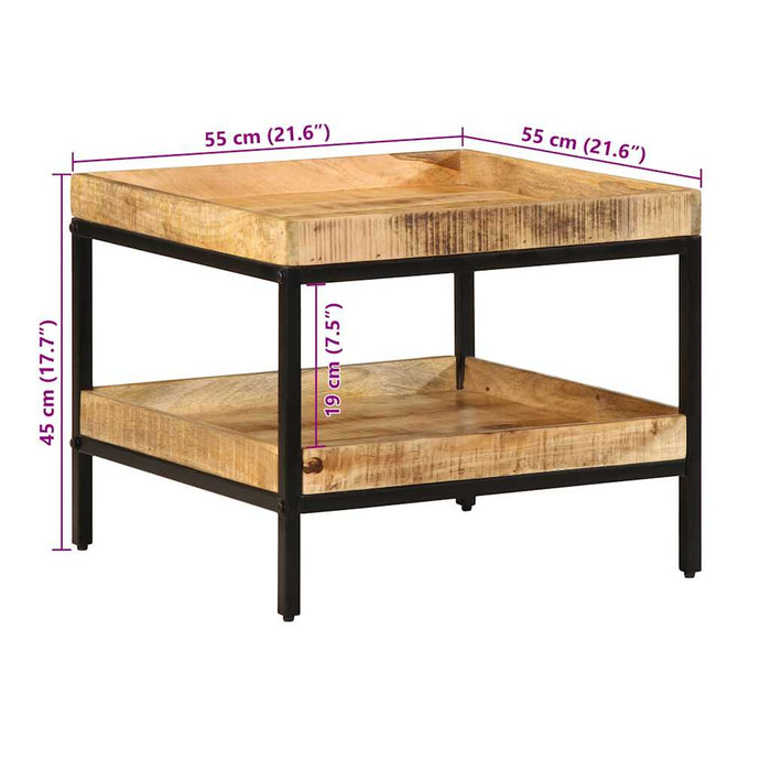 Masă laterală cu raft Maro 55 x 55 x 45 cm Lemn de mango solid WALTI