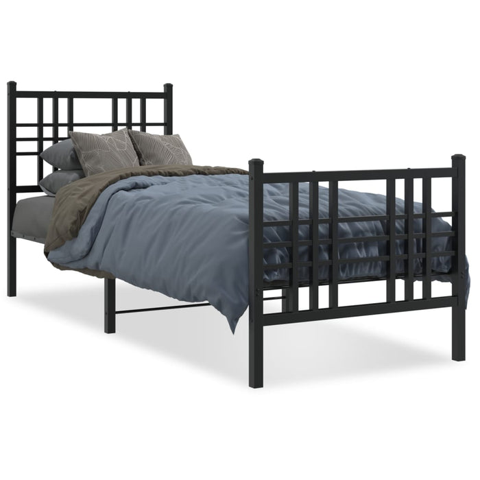 Cadru pat metalic cu tăblii de cap/picioare, negru, 75x190 cm - WALTI WALTI
