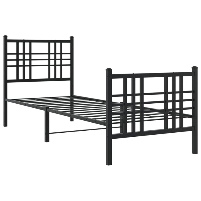 Cadru pat metalic cu tăblii de cap/picioare, negru, 75x190 cm - WALTI WALTI