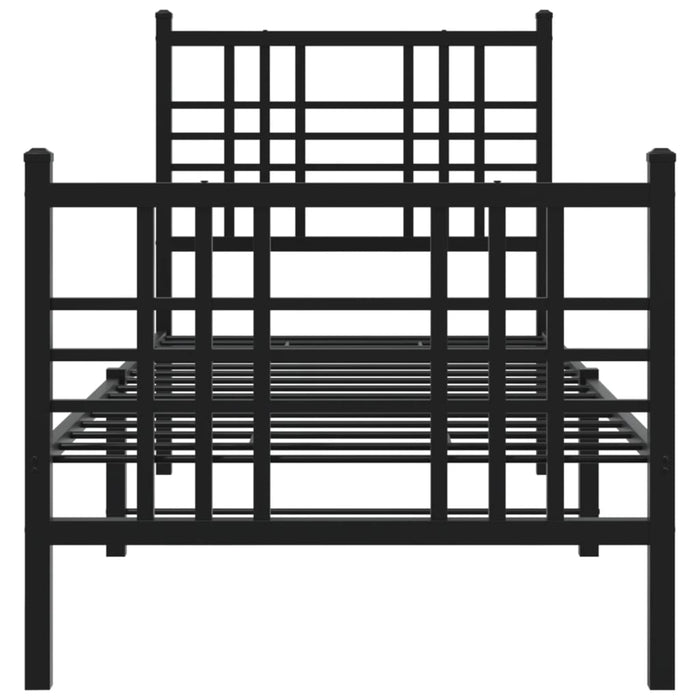 Cadru pat metalic cu tăblii de cap/picioare, negru, 75x190 cm - WALTI WALTI