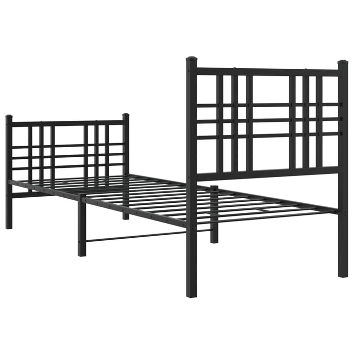 Cadru pat metalic cu tăblii de cap/picioare, negru, 75x190 cm - WALTI WALTI