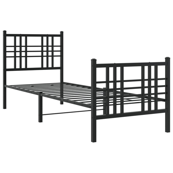 Cadru pat metalic cu tăblii de cap/picioare, negru, 80x200 cm - WALTI WALTI