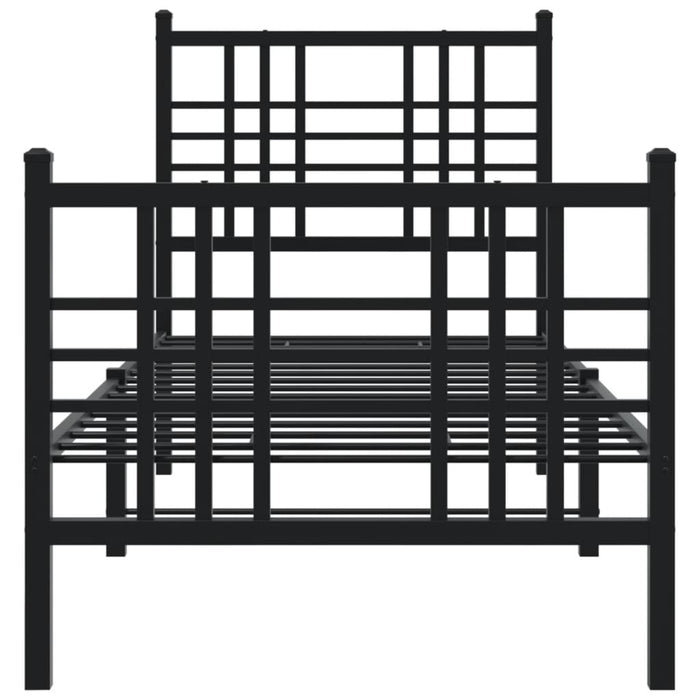 Cadru pat metalic cu tăblii de cap/picioare, negru, 80x200 cm - WALTI WALTI