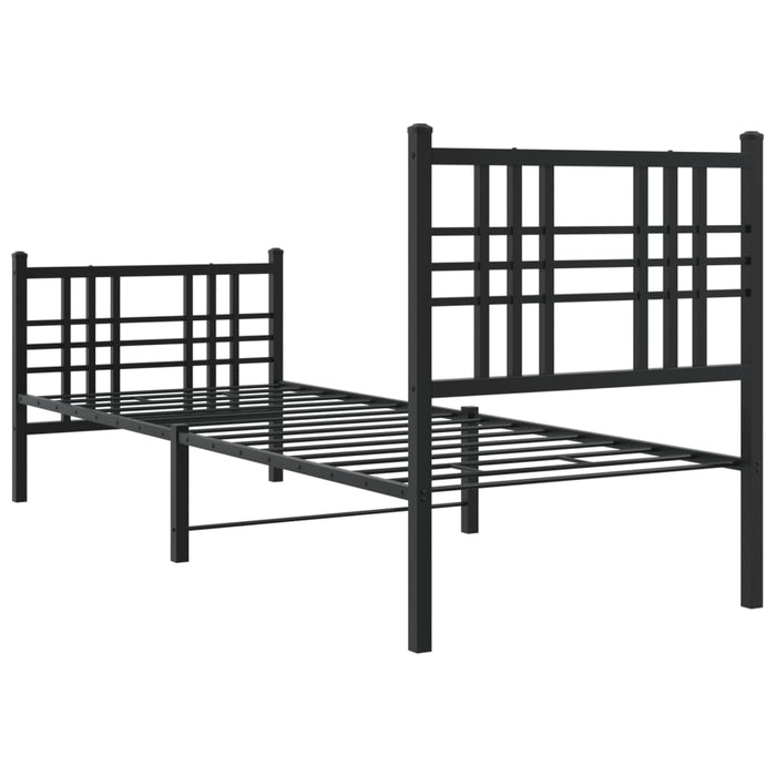 Cadru pat metalic cu tăblii de cap/picioare, negru, 80x200 cm - WALTI WALTI