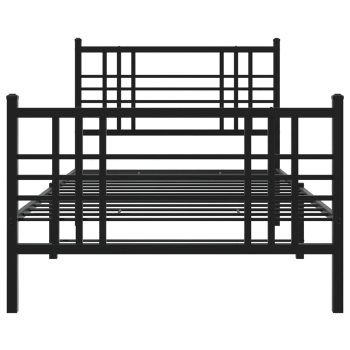 Cadru pat metalic cu tăblii de cap/picioare, negru, 90x190 cm - WALTI WALTI
